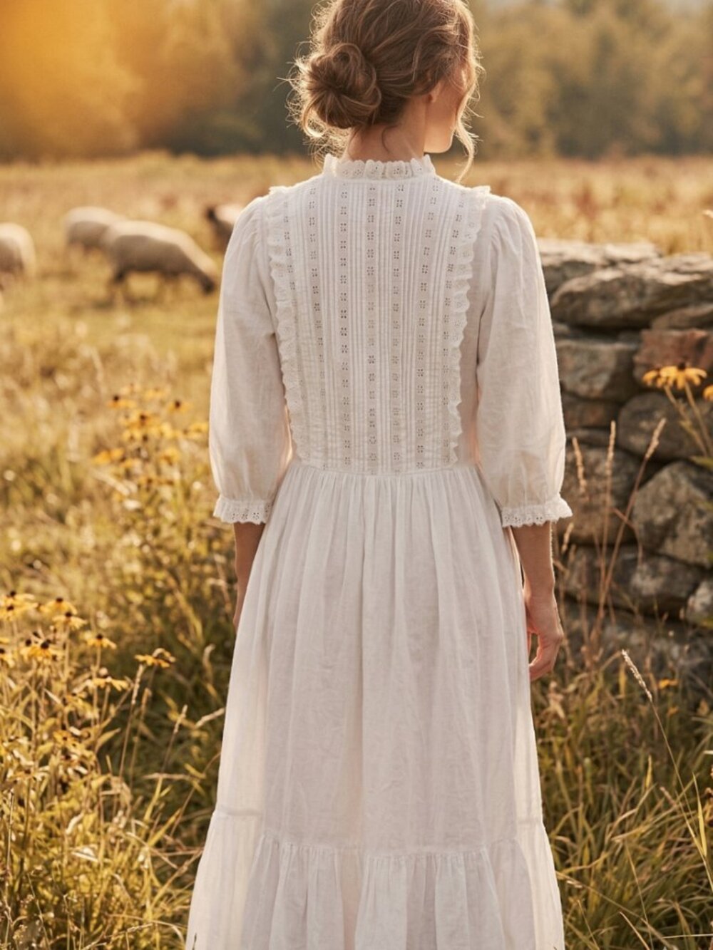 *Sold*NWT DOEN Darby Dress in Powder | Size XL | Vintage-Inspired Eyelet - Picture 4 of 13